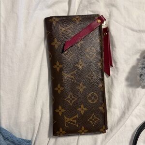 Louis Vuitton Brown Monogram Wallet with Red Accents